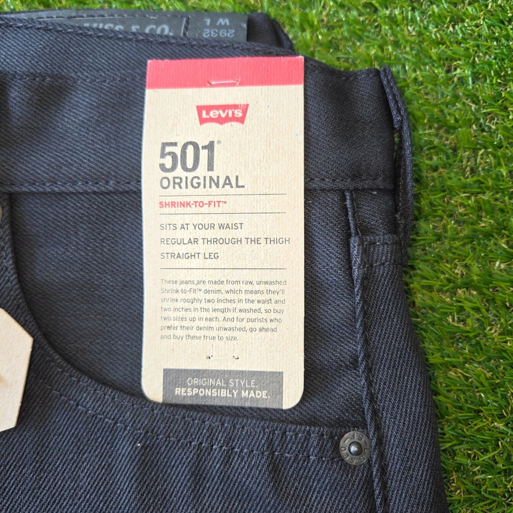 Levi's 501 Original 29x32 Men's Shrink-to-Fit Straight Leg Jeans Black - Picture 5 of 6